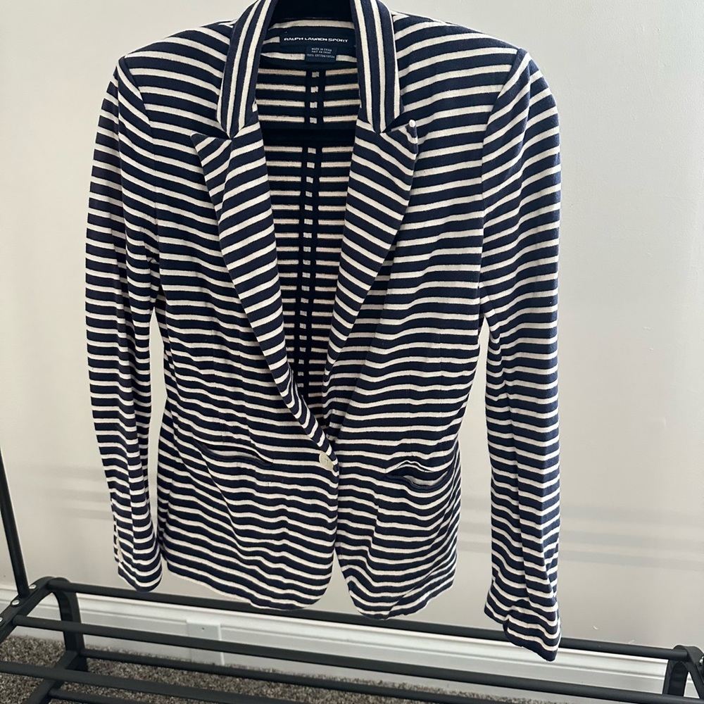 Ralph Lauren Sport Navy and White Striped Polo
